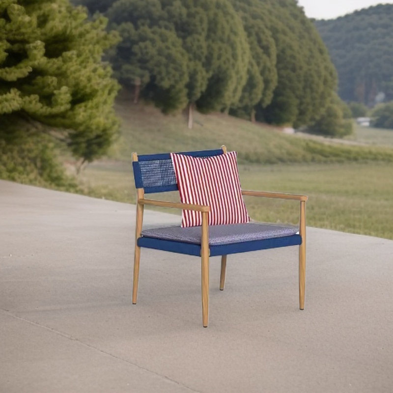 Solage Outdoor Lounge Chair, Purple, Brown/Navy