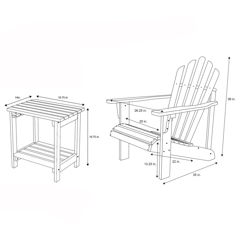 Chaise Adirondack en bois massif Sneller, Brun