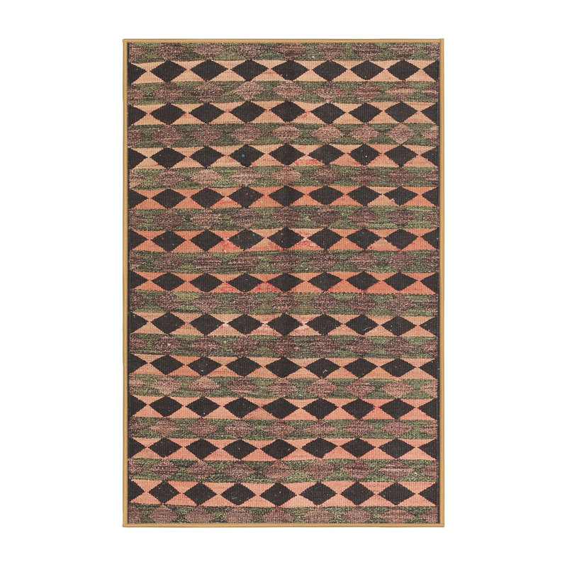 Tapis contemporain noir / beige / brun, Rectangle 7 pi x 10 pi