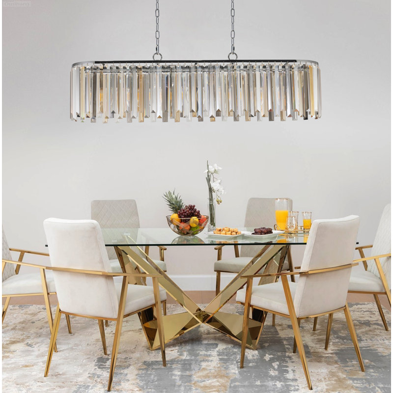 Lustre suspendu géométrique moderne en cristal en or sable et noir
