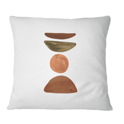 Minimal Half Moons And Orange Full Moon - Modern Printed Throw Pillow