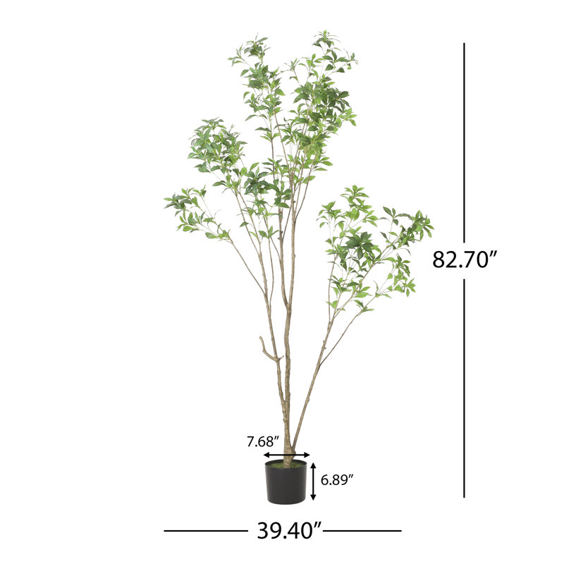 82.7'' Faux Eucalyptus Tree in Planter