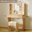 Ensemble de coiffeuse avec miroir à DEL Lacorsha, tabouret de bureau avec prise de courant, 2 tiroirs, 6 tablettes avec éclairage lumineux, 1 support pour sèche-cheveux
