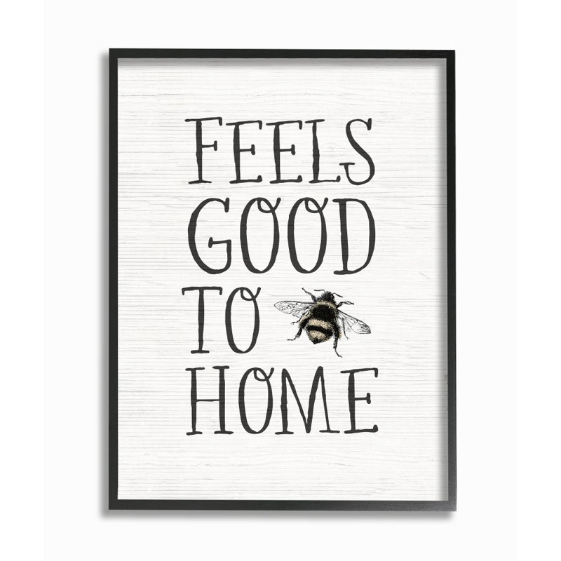 «Bee Pun Feels Good To Be Home Insect Quote» par Becky Thorns - impression d'art textuel, H 20 po x l 16 po
