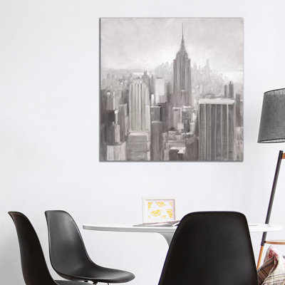 Manhattan in the Mist Grey 1 Piece Wrapped Canvas Painting
