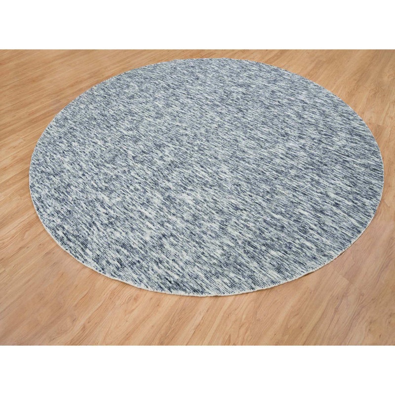 Tapis bleu / ivoire noué à la main de conception unique 12 pi x 12 pi New Age Tylani