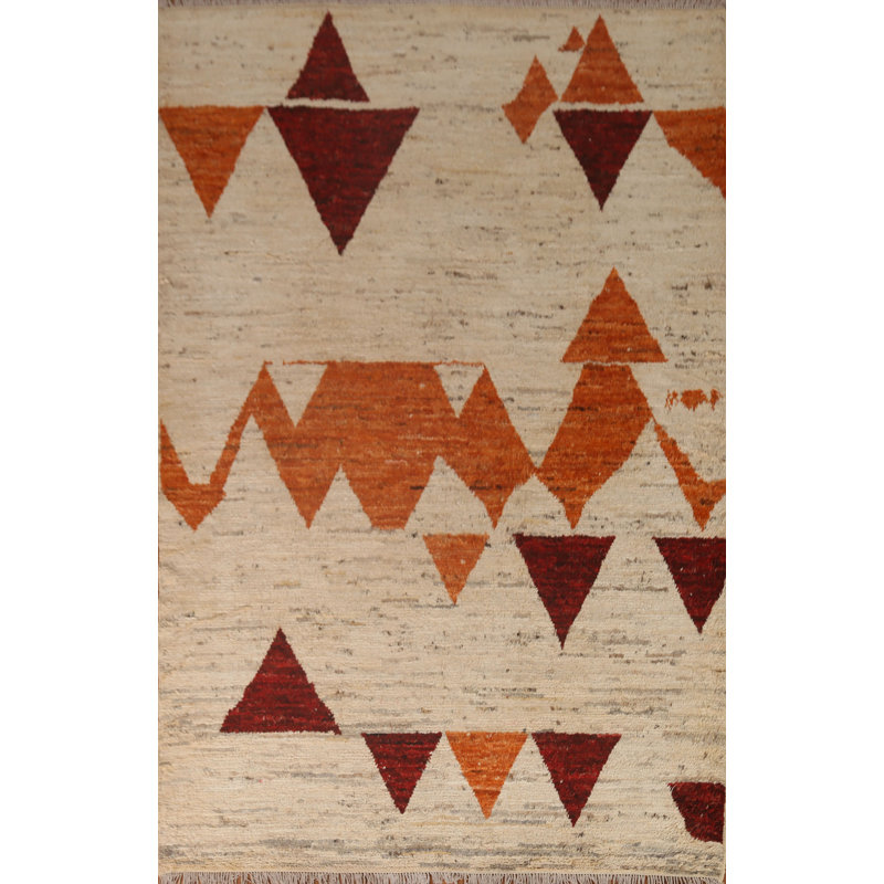 Tapis géométrique en laine marocain 7 x 9