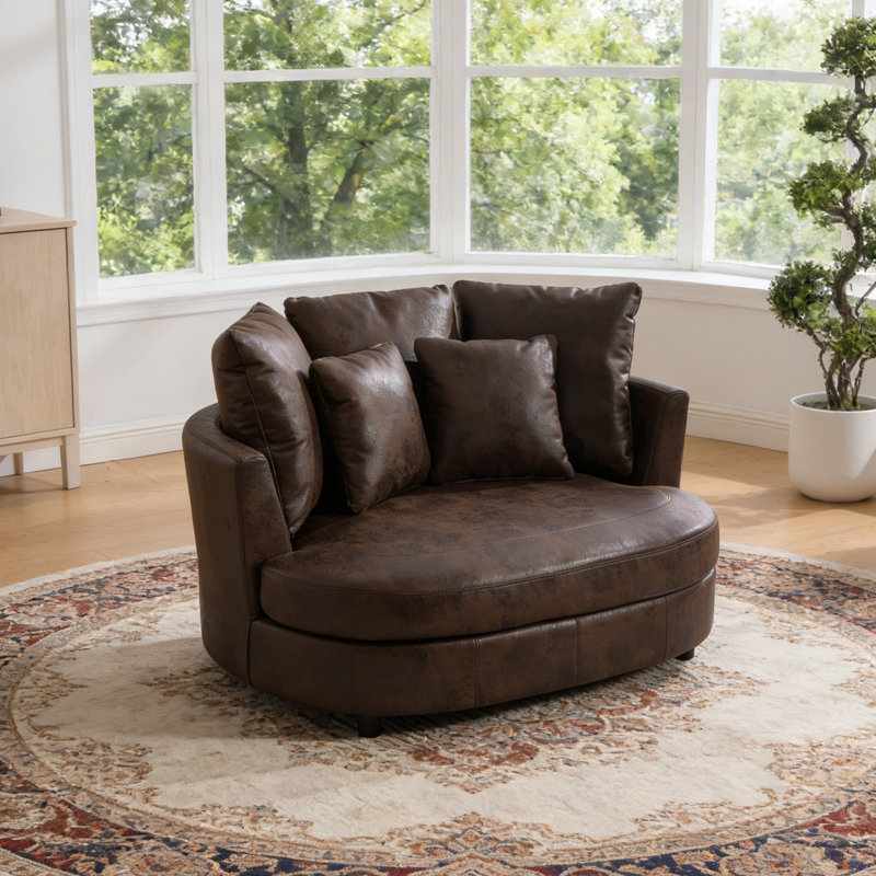 Fauteuil demi-tonneau avec housse 55,1 ", fauteuil surdimensionné moderne avec 5 coussins