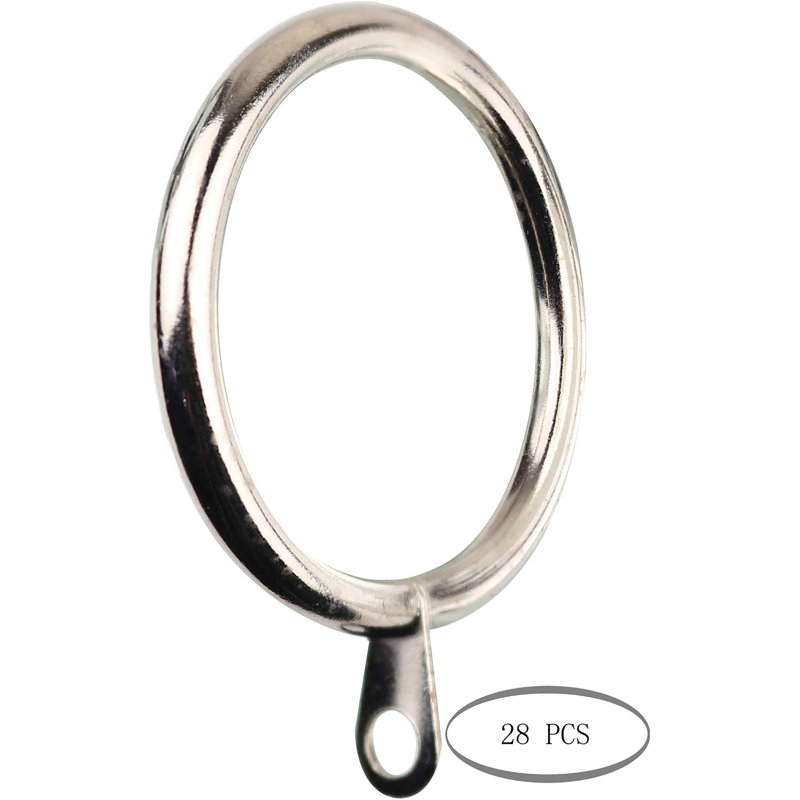 Anneaux de rideau en métal avec œillets 28 pièces MERIVILLE, Nickel satiné, 2"