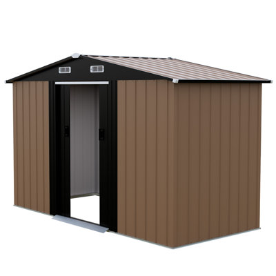 10x4.5 FT Steel Shed with Double Sliding Doors, Gable Roof & Vent