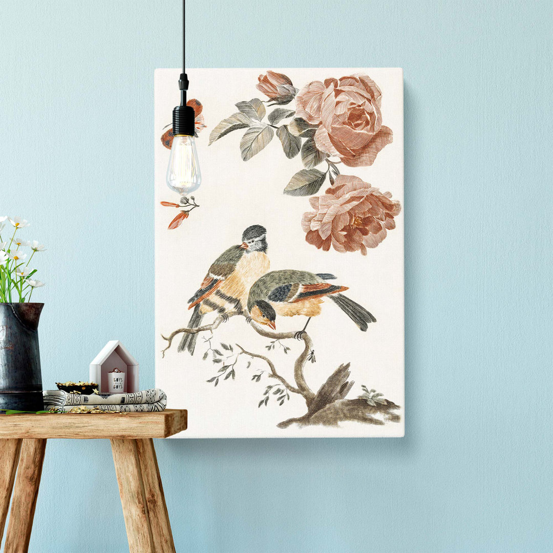 Roses, Birds And Butterfly by Johan Teyler - Wrapped Canvas