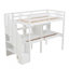 Structure de lit mezzanine avec escalier de rangement, double bureau et tablettes-783489331