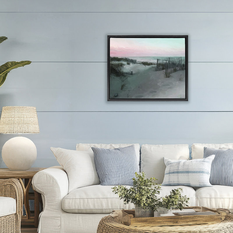 Cadre flottant Dunes Horizon At Sunset, design par Charles Swinford, H 17 po x l 21 po, Cadre flottant noir de jais