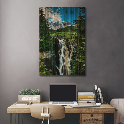 " USA, Washington State, Mount Rainier National Park, Mount Rainier, Waterfall " by George Theodore