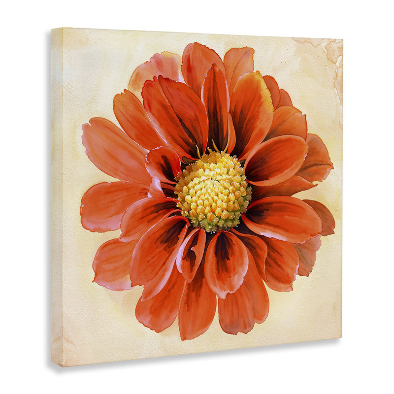 «Orange Dahlia Bloom» par Christine Zalewski, H 36 po x l 36 po