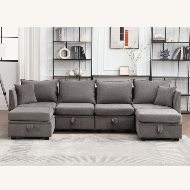 Canapé-lit modulaire avec rangement Overland, Gris