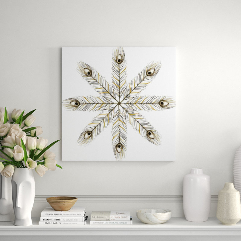 Feather Flakes II Print by Elena Carlie, Glass Coat, 40" H x 40" W