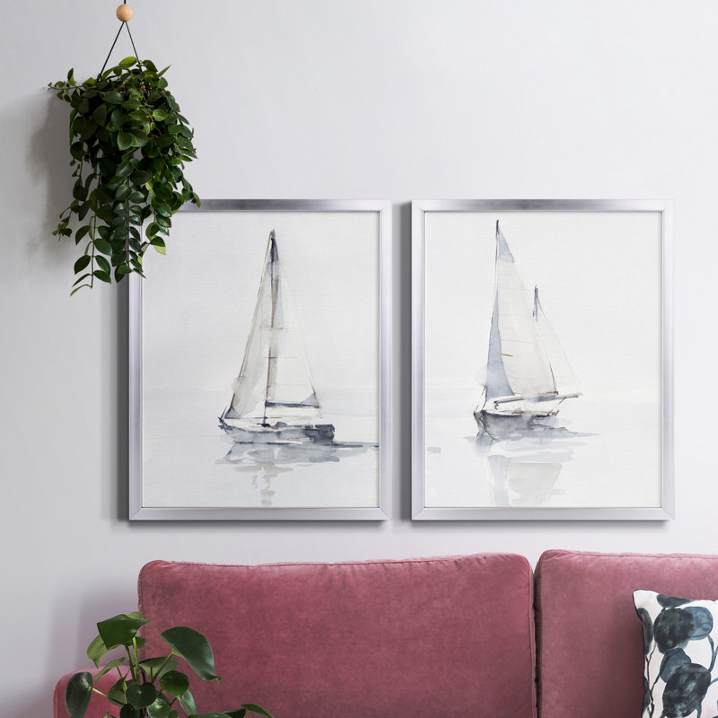 Toile encadrée de qualité supérieure Misty Harbor I - prête à être accrochée