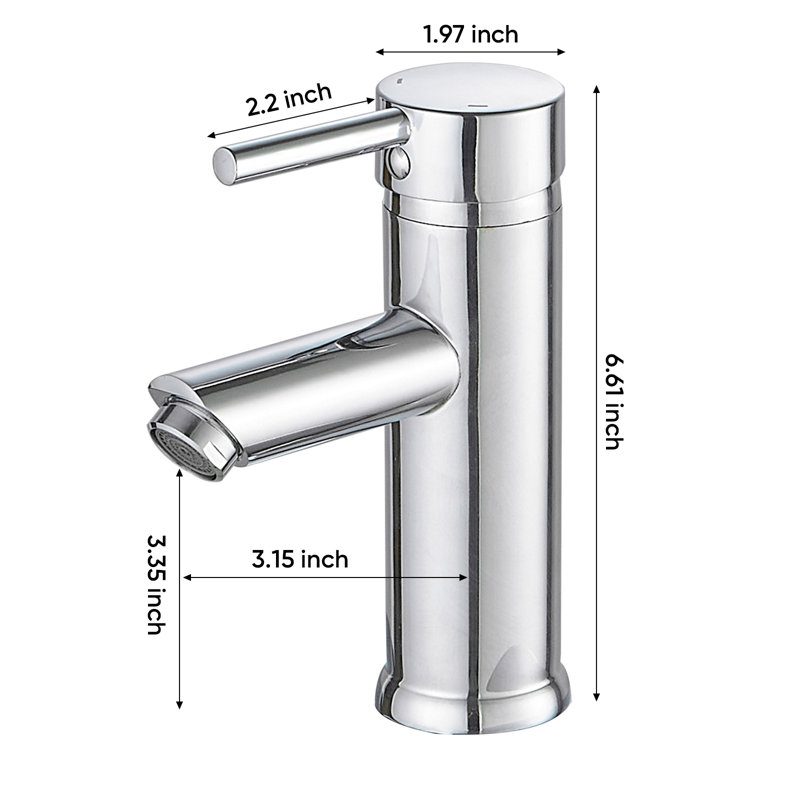 Single-handle Bathroom Faucet with Drain Assembly, Polished Chrome, No