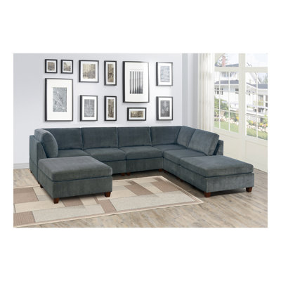 Ensemble de canapé modulaire en chenille gris modulaire 7 pièces Living