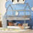 TWIN/TWIN HOUSE BUNK BED WITH SHELVES AND DRAWERS FOR GREY COLOR