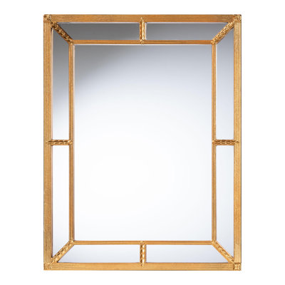 Baxton Studio Iskra Rectangular Mirror With Antique Goldleaf Frame - Modern Decorative Wall Accent For Living Room, Bedroom, Or Entryway