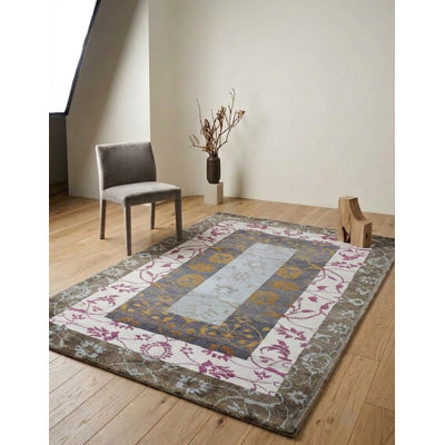Tapis oriental oriental en viscose noué à la main multicolore