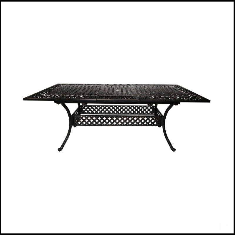 PHOENIX Expandable Aluminum Dining Table For Outdoor Use, Stylish And Functional With Lattice-And-Botanical Design