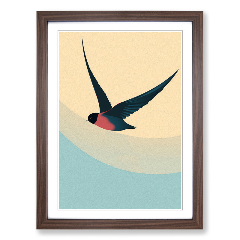 Swallow Minimalism 1 Piece Single Picture Frame Wall Art, 64cm H x 46cm W x 2cm D, Walnut