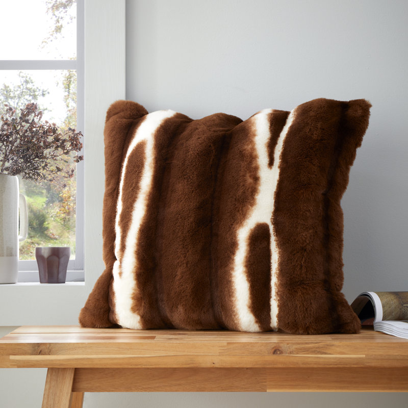 Flint Cosy Faux Fur Cushion Cover, Brown