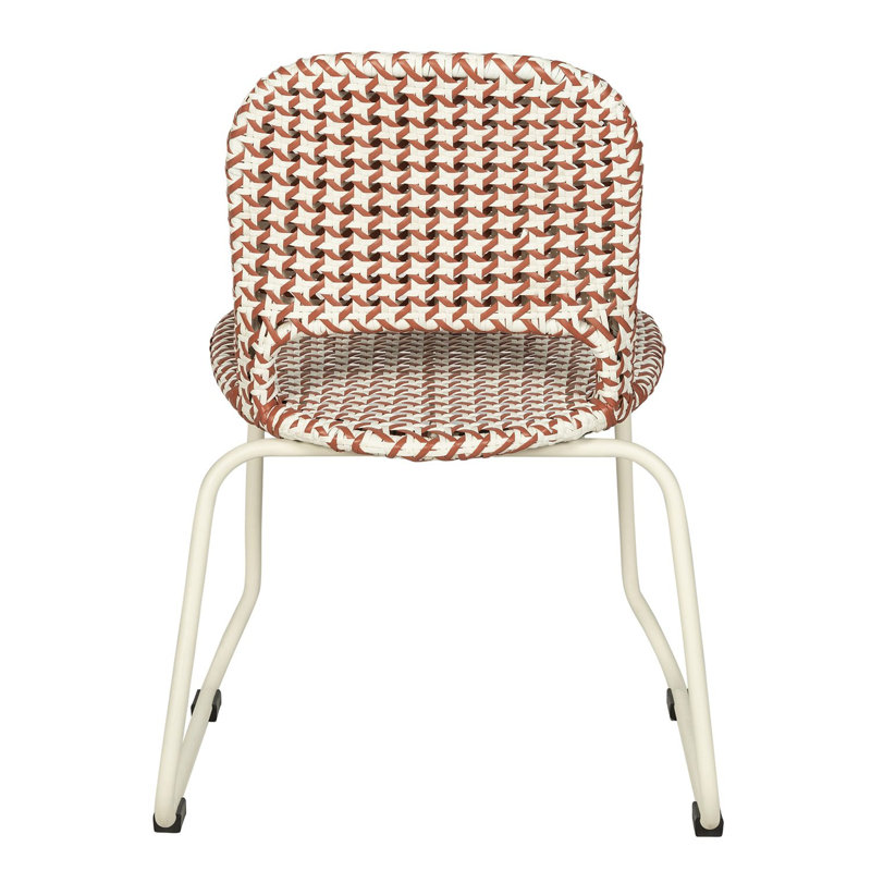 Chaise d'appoint d'extérieur en rotin tissé Luna, Red/White Seat/White Frame