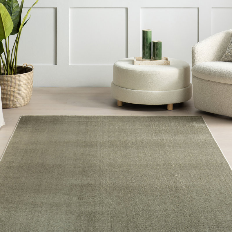 Argelia Solid Machine Washable Area Rug, Rectangle 6'7" x 9'