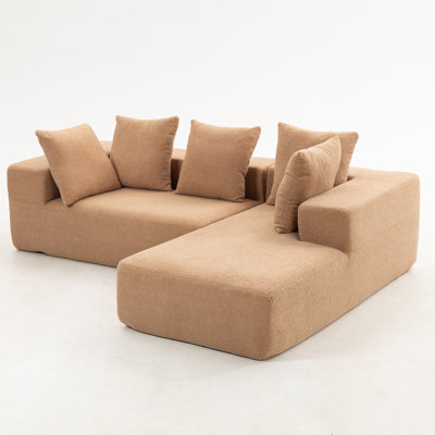 Avery 96.46" W x 72.83" D x 23.03" H Plush Flannelette 4-Seat L-Shaped Modular Sofa