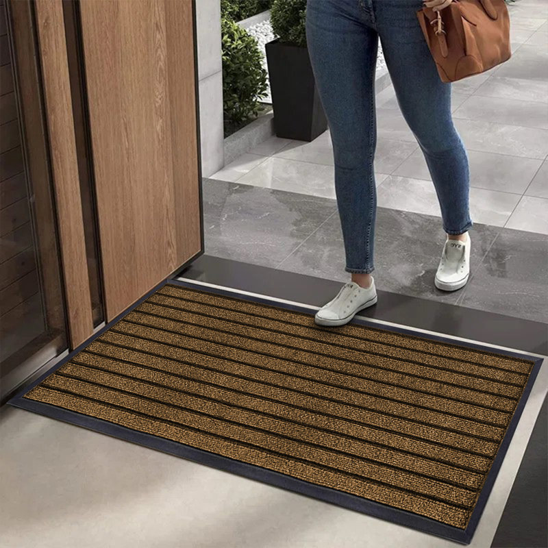 Hullfish Non-Slip Indoor Outdoor Door Mat, Rectangle 60cm W x 90cm L, Brown