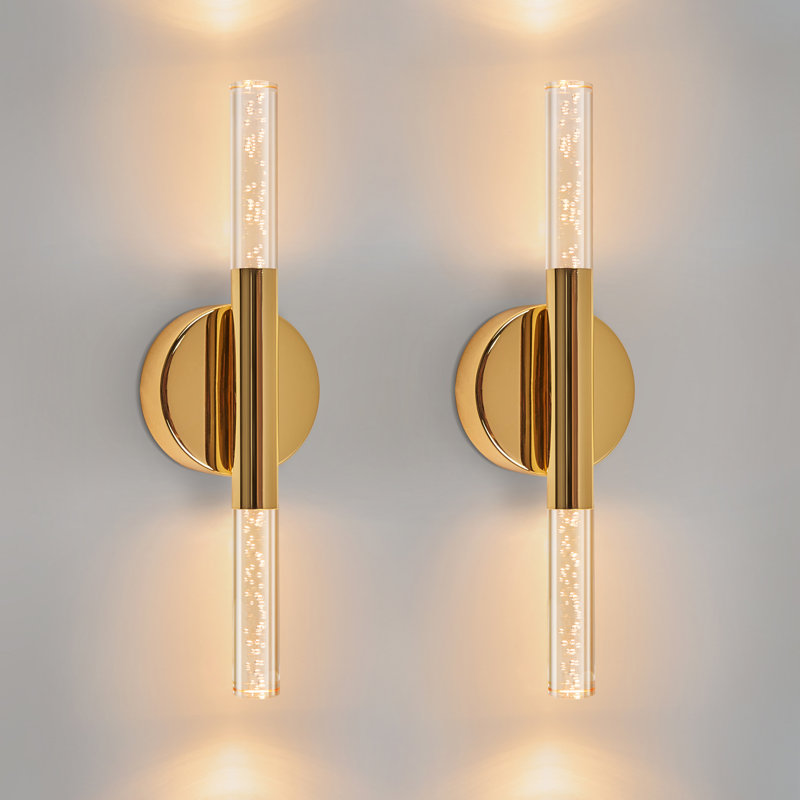 Éclairage pour salle de bain 2 lumières DEL à intensité variable, Doré, Largeur de 16 pouces, 2
