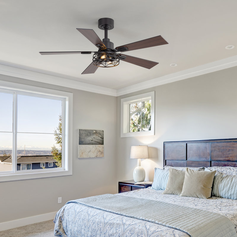 42" Modern Ceiling Fan In Matte Black With Remote, Reversible Quiet Motor & Light Memory Function