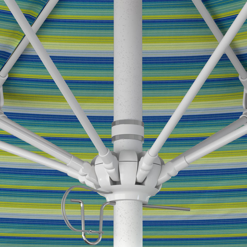 Parasol de marché 90 po Sunbrella, Sunbrella® bord de mer Séville rayé, Blanc mat