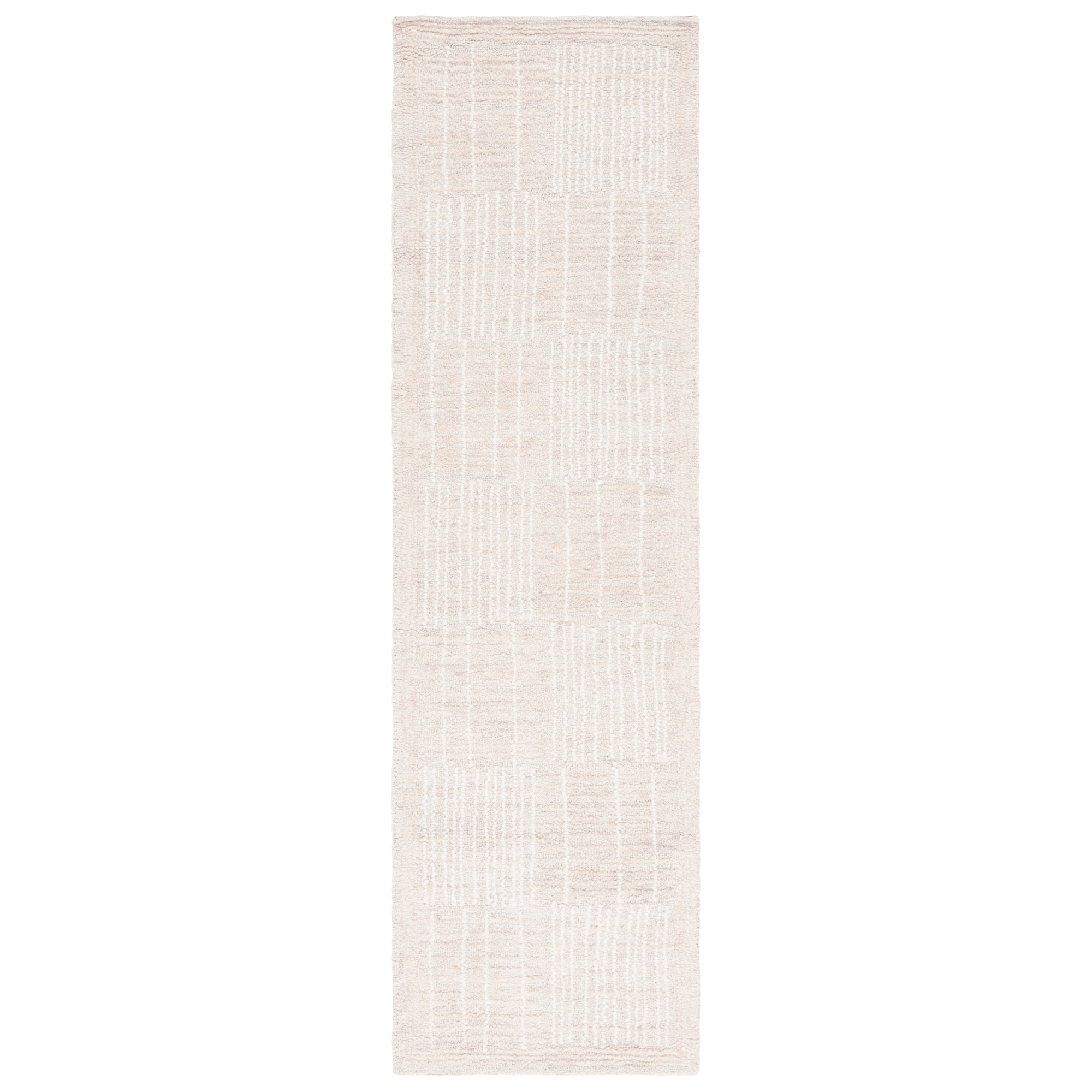 Arwen Geometric Hand Tufted Wool/Cotton Area Rug in Light Brown/Ivory, Runner 2'3" x 7'