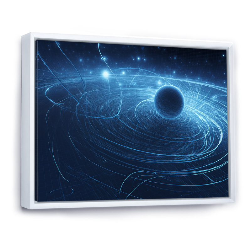 Système solaire bleu galaxie magnétique - impression, H 12 po x l 20 po x P 1 po, Cadre flottant blanc