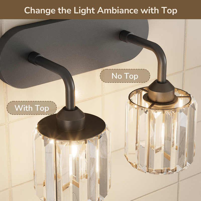 Dimmable Bathroom Vanity Light with Crystal Shade (4 - light), Matte Black, 4 Lights