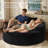 58.28" W Round Chaise Lounge Chair with 3 Toss Pillows-197805573