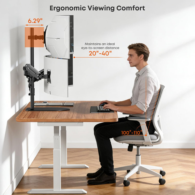 Freestanding Triple Monitor Stand, Up to 49", Holds 44 lbs