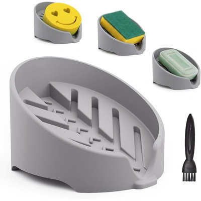 Porte-éponge en silicone, plateau autodrainant pour papa à récurer, savon et récureur, lavable au lave-vaisselle