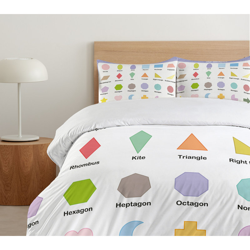 Educational Multicolor Microfiber Queen Duvet Cover Set