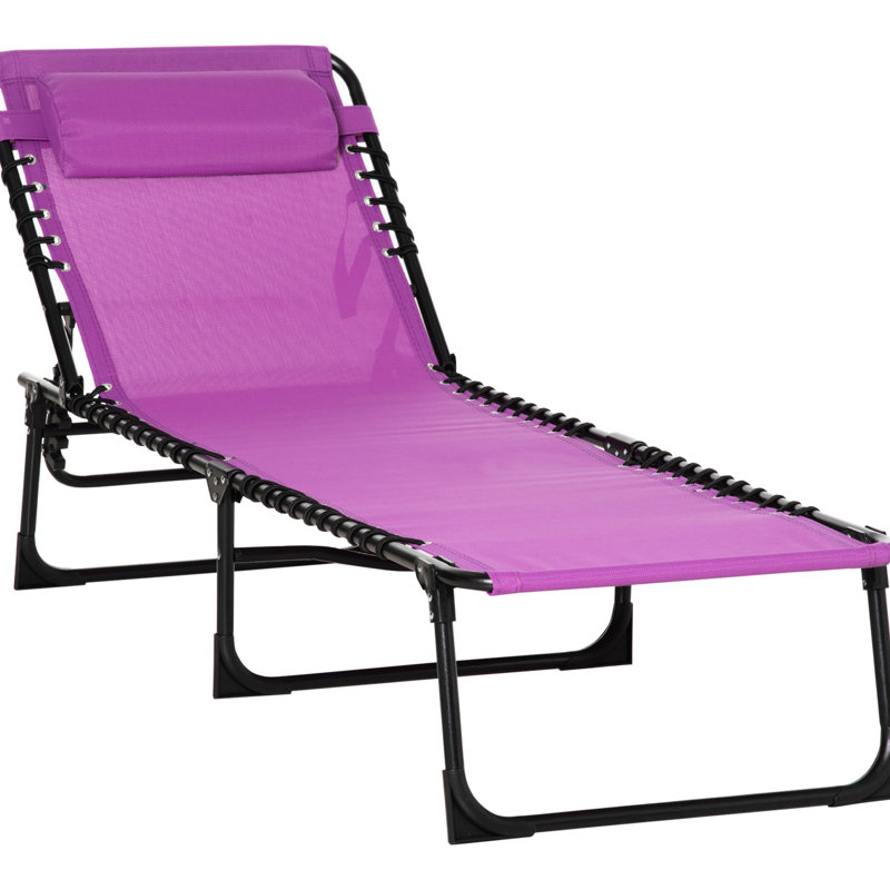 Purple Outdoor Lounge With Adjustable , Breathable Mesh And 4 - Position Reclining For Poolside Relaxation Pool Chaise Reclining, Pillow