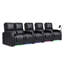 Fauteuil de cinéma maison inclinable électrique en cuir fleur de qualité supérieure avec éclairage ambiant à DEL 7 couleurs, appui-tête réglable, charge USB et porte-gobelets-133140907
