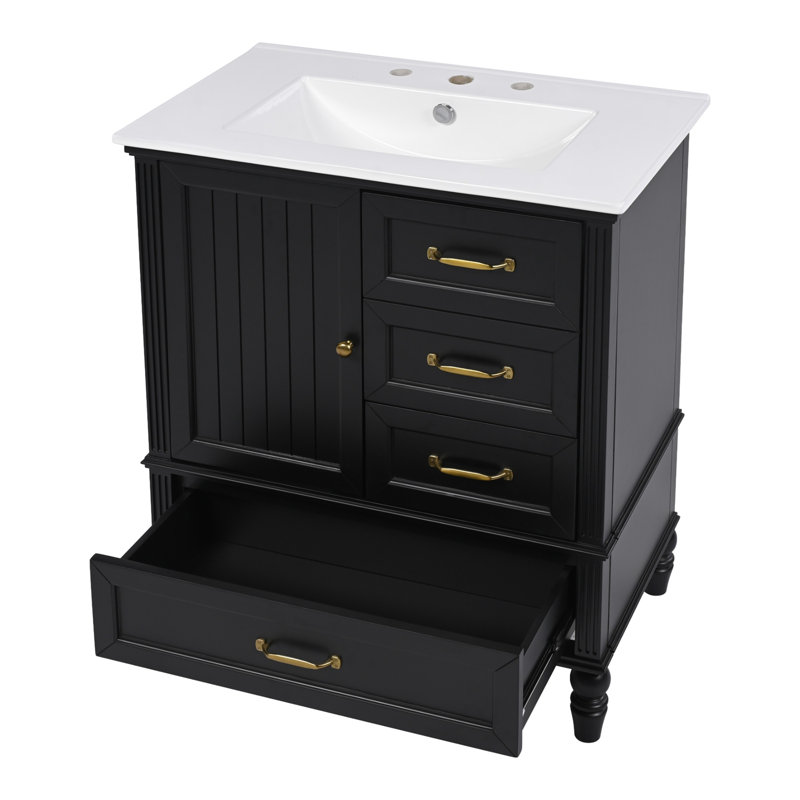 Meuble-lavabo 30 po avec lavabo, Noir