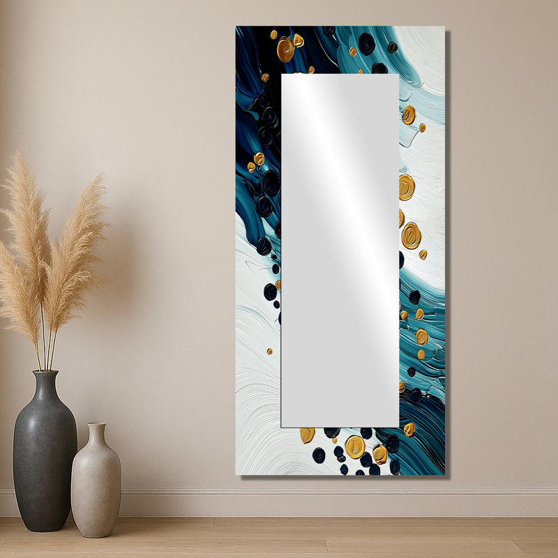 Abstrait aqua Pulse of the Ocean II - art mural miroir moderne - imprimé sur métal, 28 po x 60 po