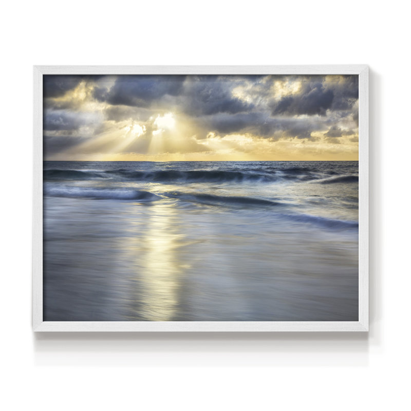 Cloudscape Shore -Framed Print - Restickable, 22" H x 28" W, White
