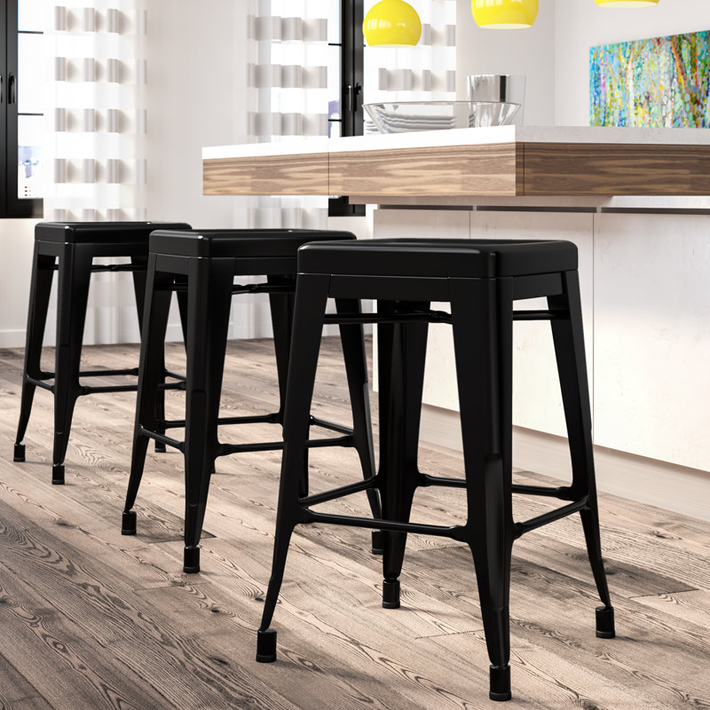 Tabouret de bar et de comptoir Blaney, Noir, Tabouret de comptoir (assise de 24 po de hauteur)